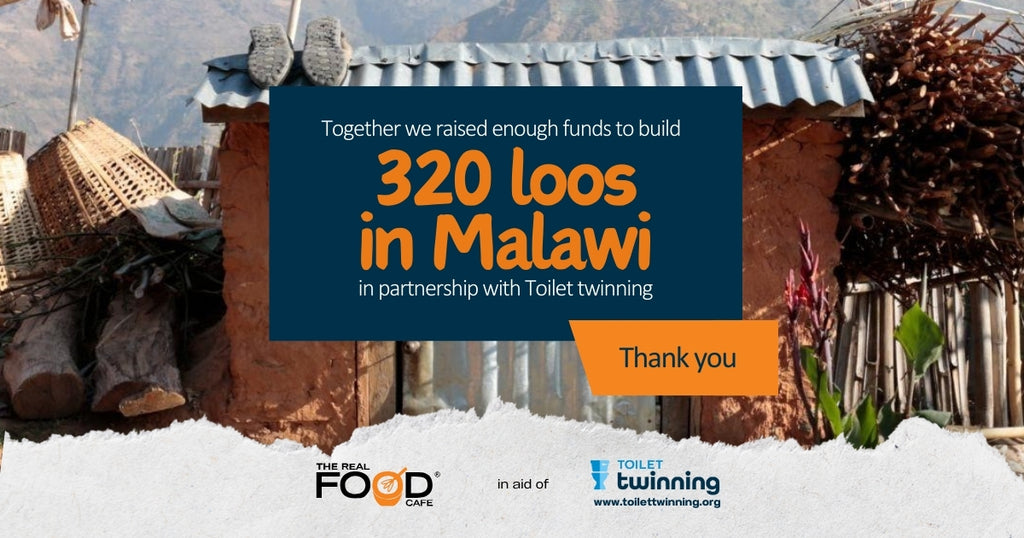 together we built 320 loos build in Malawi in partnership with Toilet Twinning - thank you, banner