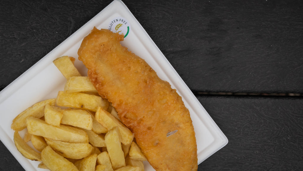 Gluten free fish and chips at The Real food Cafe tyndrum, coeliac uk certified place to eat in Scottish highlands